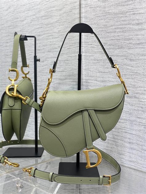 Saddle Bag with Strap Ethereal Green Grained Calfskin 